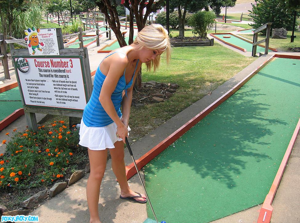 Pictures Of Teen Chick Foxy Jacky Playing Some Mini Golf