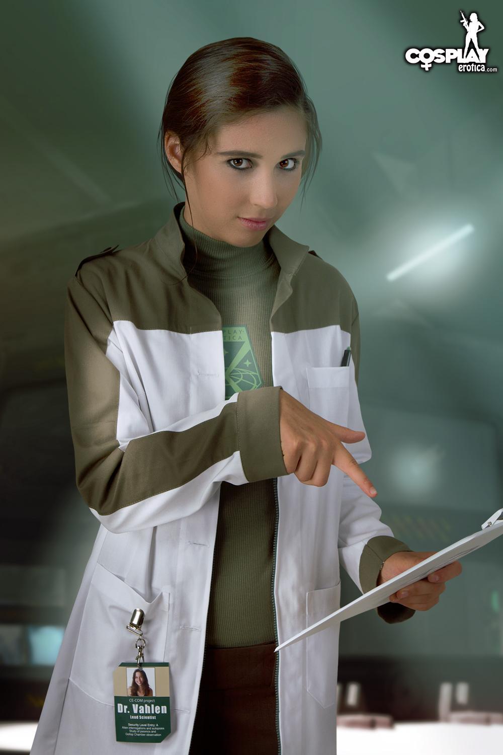 Beautiful cosplayer Stacy dresses up as Dr. Vahlen from X-Com #60007905