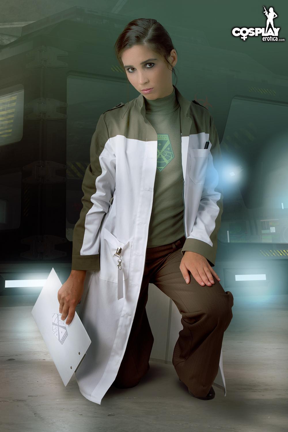 Beautiful cosplayer Stacy dresses up as Dr. Vahlen from X-Com #60007911