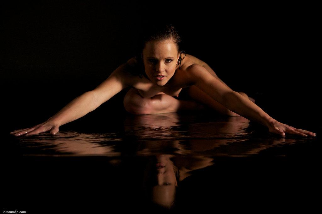 Sexy brunette girl Monica Sweet strips naked on a wet floor #59614979