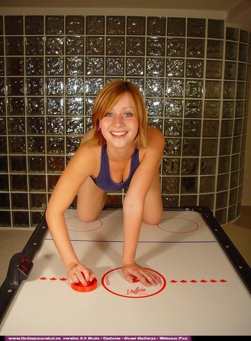 Lindsey gets naked on the air hockey table #58979522