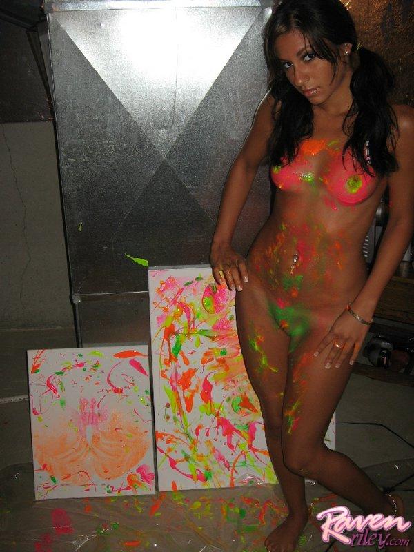Raven Riley gets naked and paints her sexy teen body #59857655