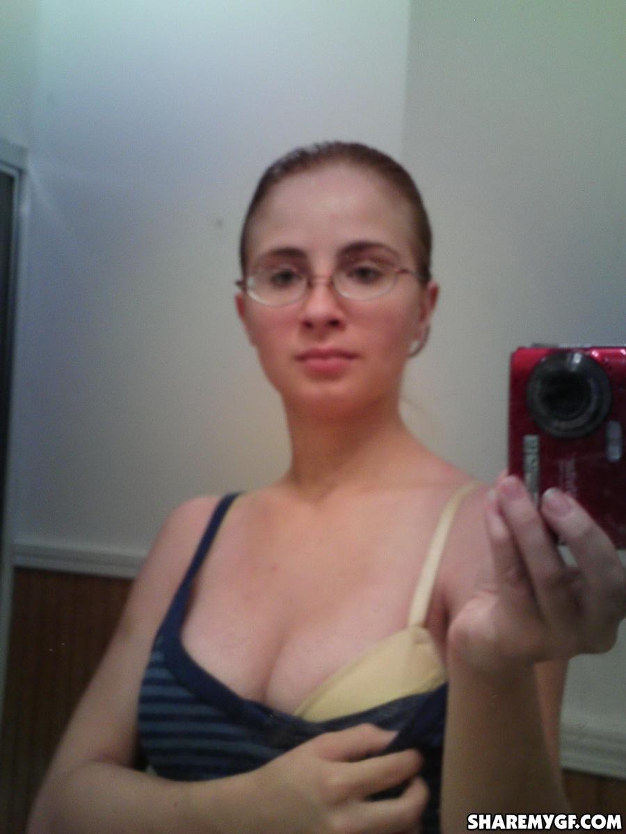 Busty nerdy girlfriend takes selfshot pictures for you #60790957