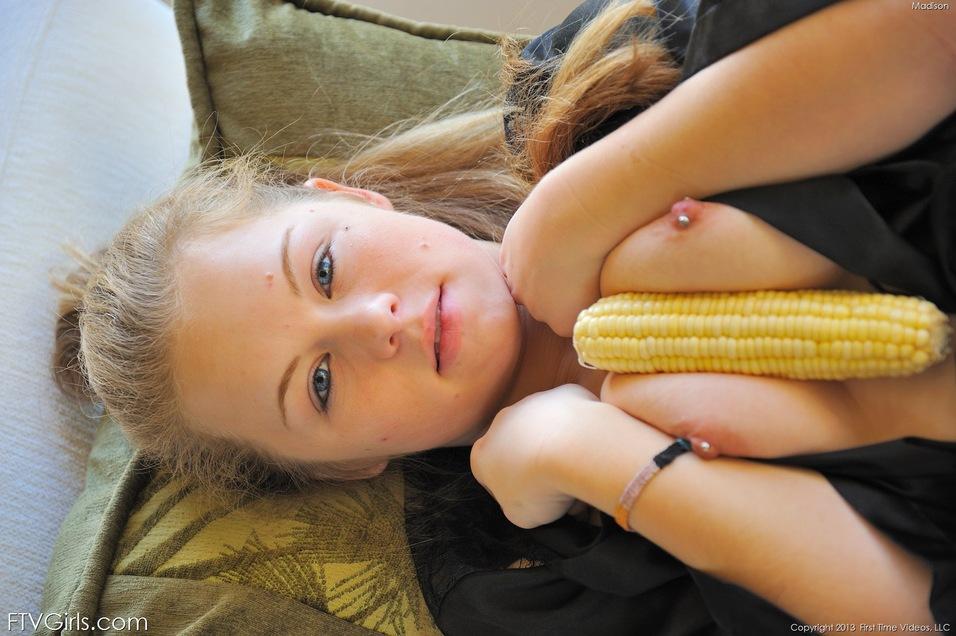 Pictures of blonde teen Madison masturbating with a cob of corn #59153192