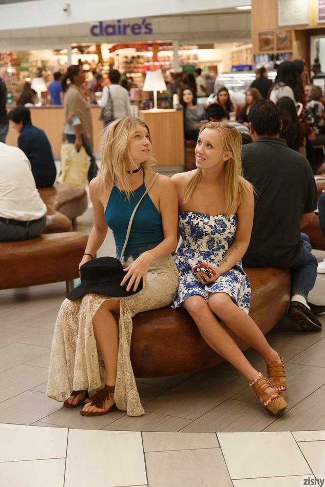 Hot teens Arya Fae and Bailey Brooke have some fun at a shopping mall #53310722