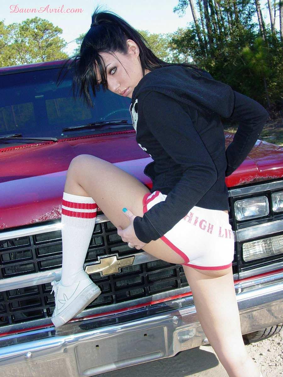 Pictures of Dawn Avril teasing on her car #53996817