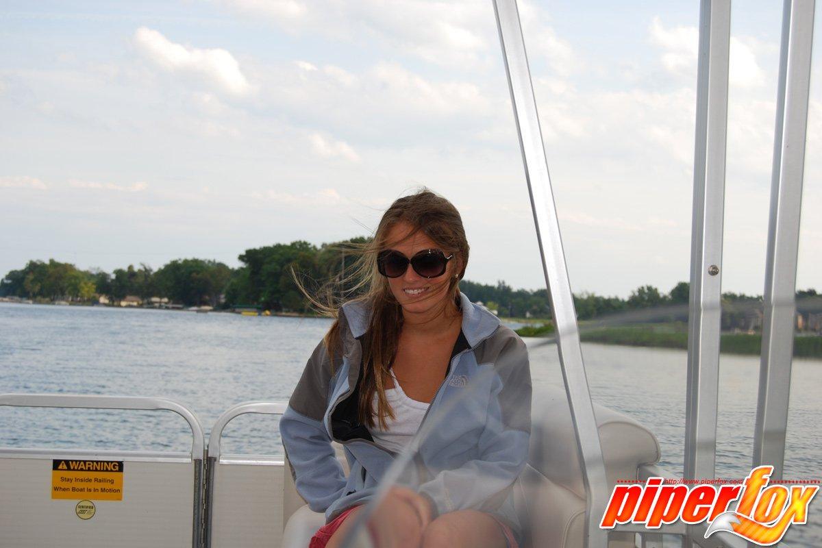 Pictures of Piper Fox flashing her pussy on a boat #59827729