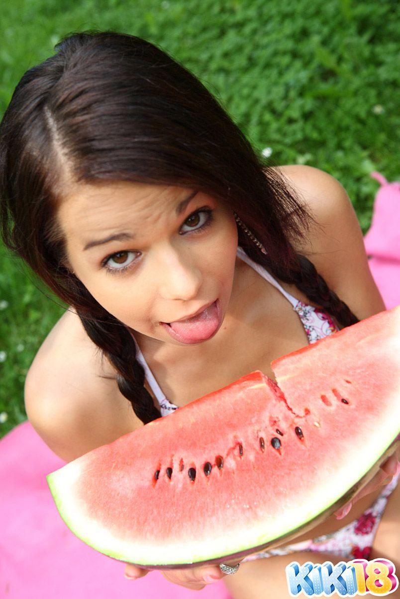 Pictures of Kiki 18 enjoying some sweet tasting fruit #58735819