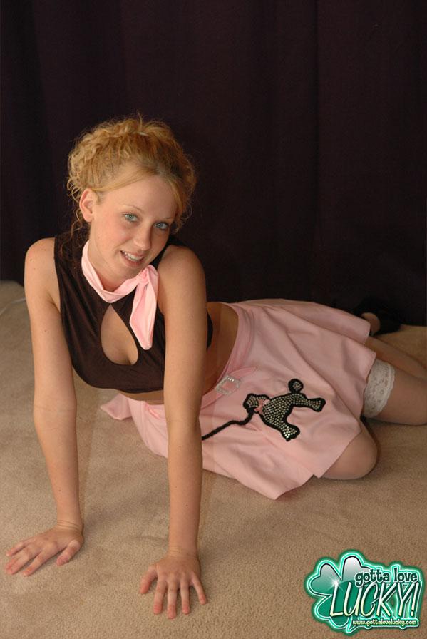 Blonde coed Lucky teases in a sexy poodle skirt #54571305