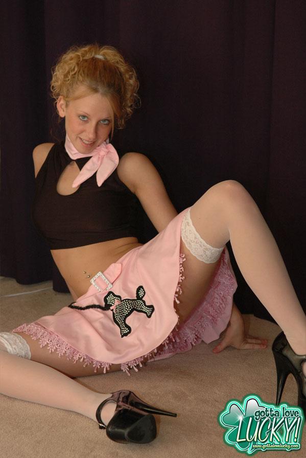 Blonde coed Lucky teases in a sexy poodle skirt #54571516