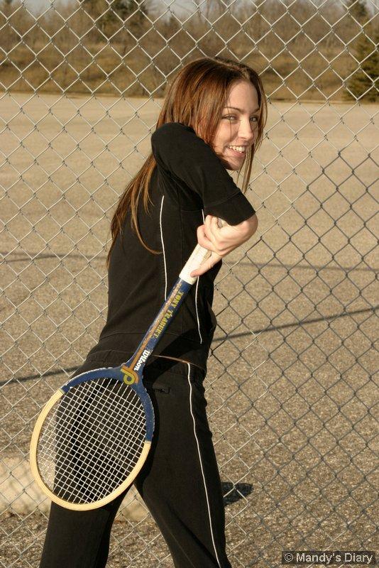 Pictures of teen girl Mandy's Diary flashing while she plays tennis #59214943