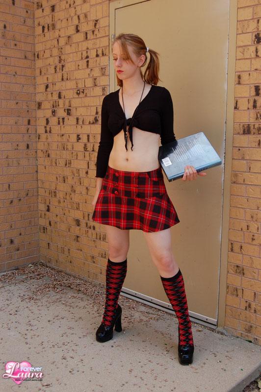 Pictures of redhead teen schoolgirl Forever Laura showing you up her skirt #54390948