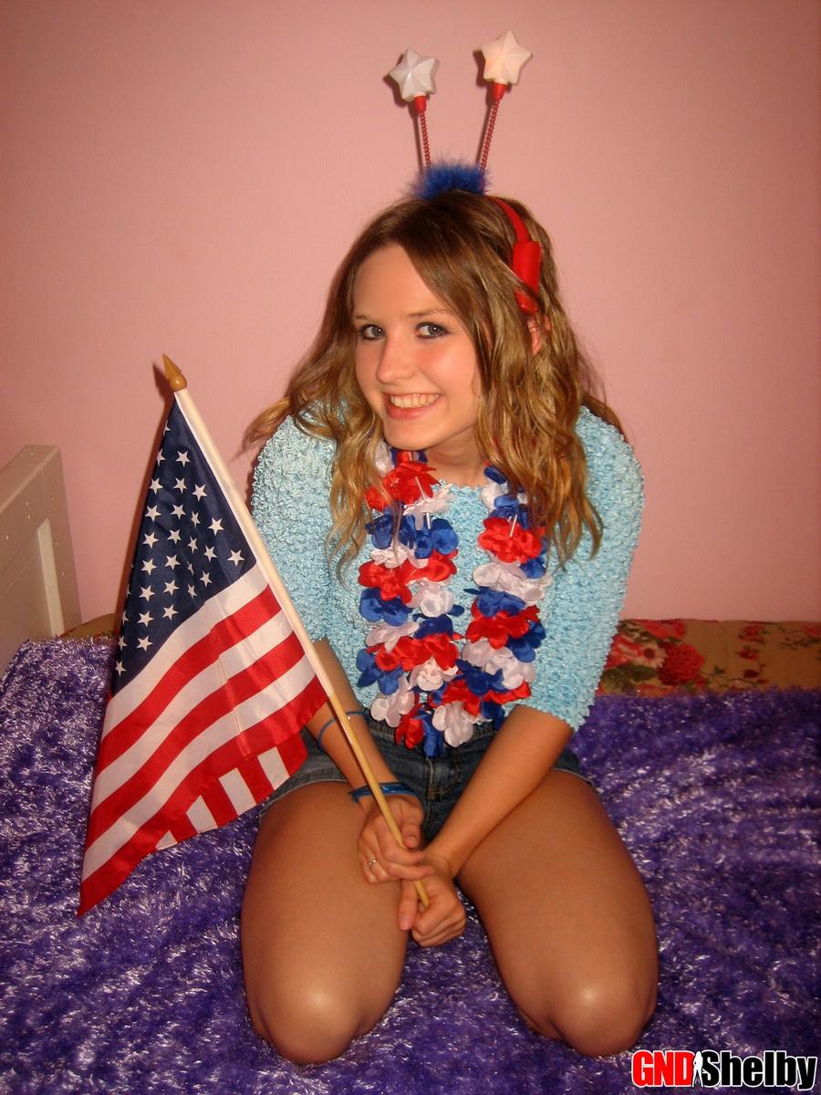 Horny petite teen GND Shelby wishes everyone a happy 4th of July #58761828
