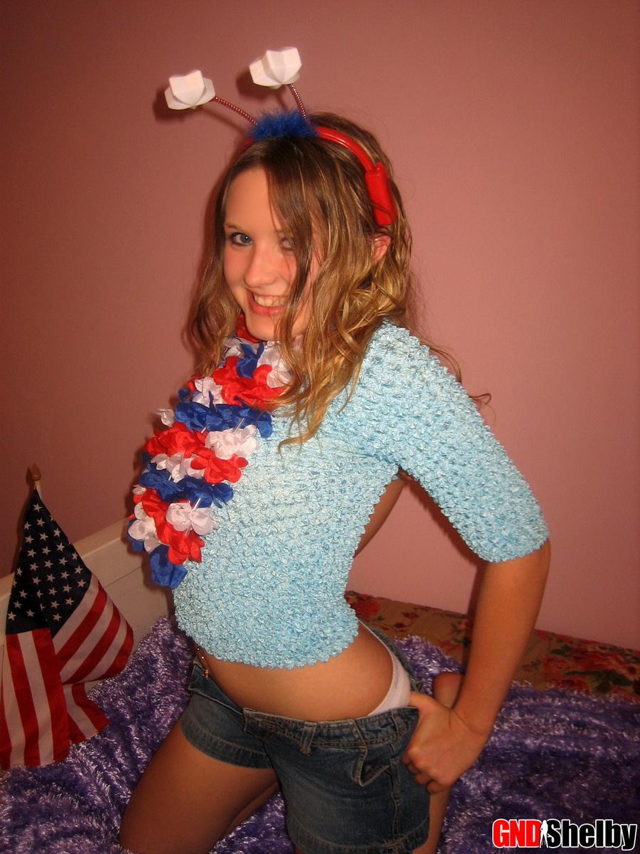 Horny petite teen GND Shelby wishes everyone a happy 4th of July #58761871