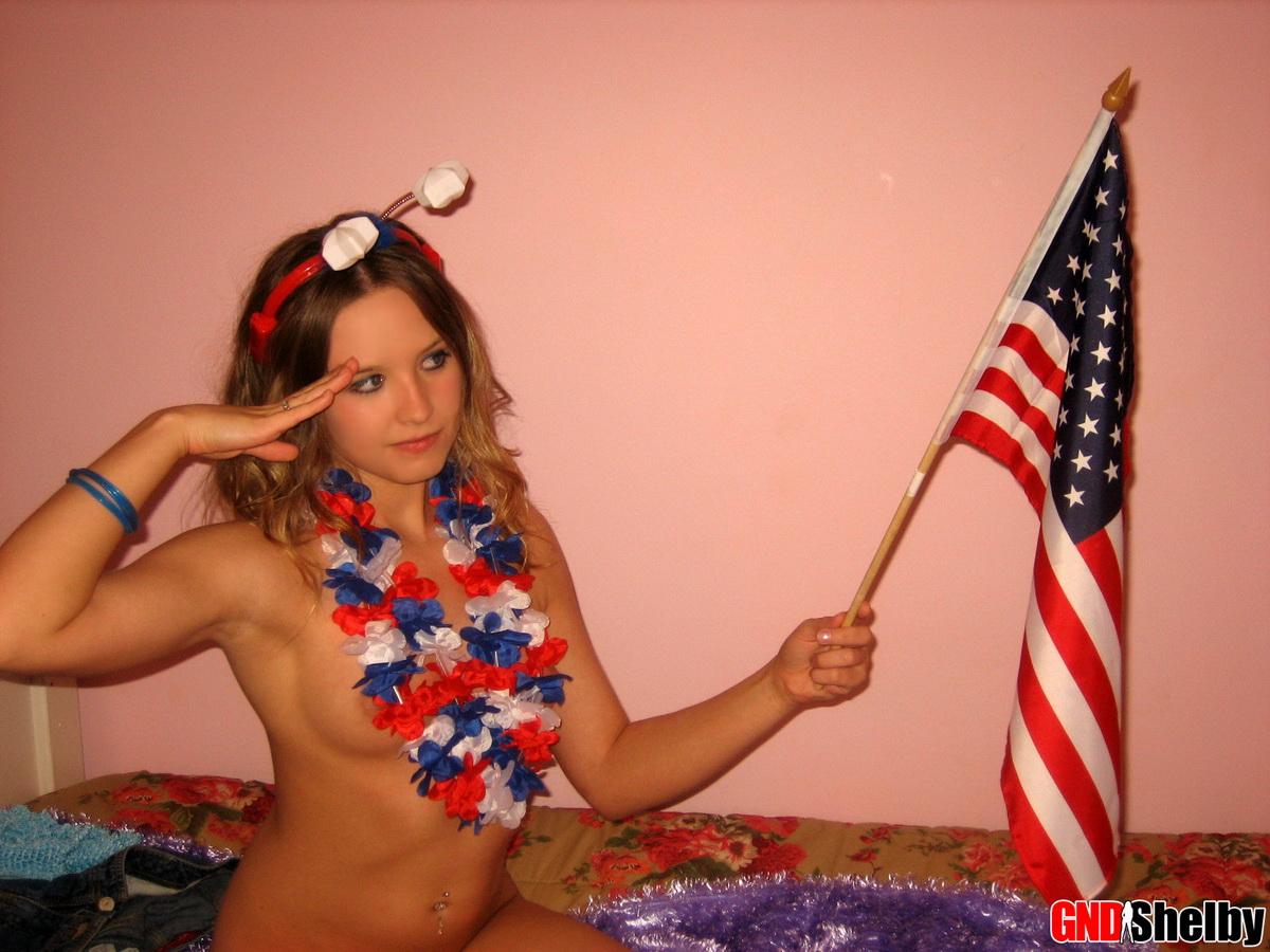 Horny petite teen GND Shelby wishes everyone a happy 4th of July #58762050