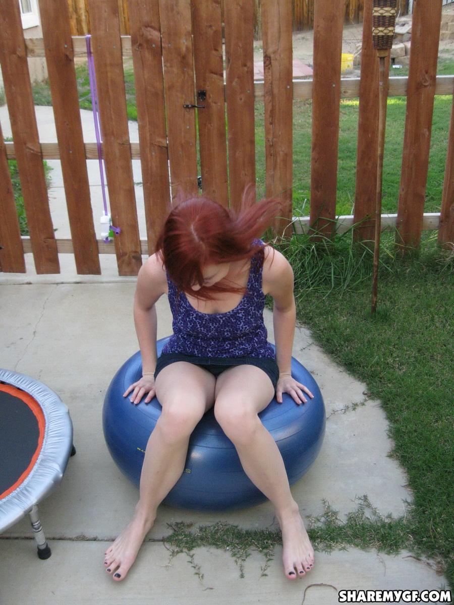 Hot redhead coed has some fun around the house #60794771