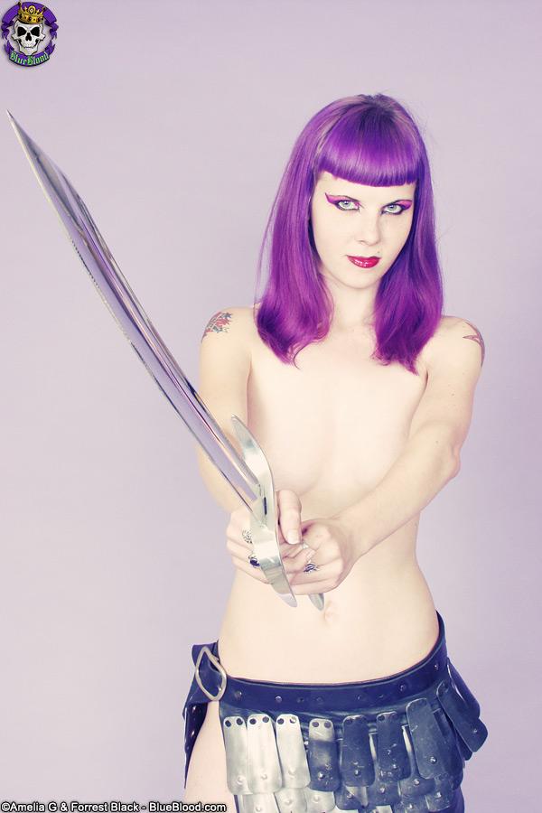 Busty sword-wielding fantasy Barbarian beauty cosplays nude for you #60366809