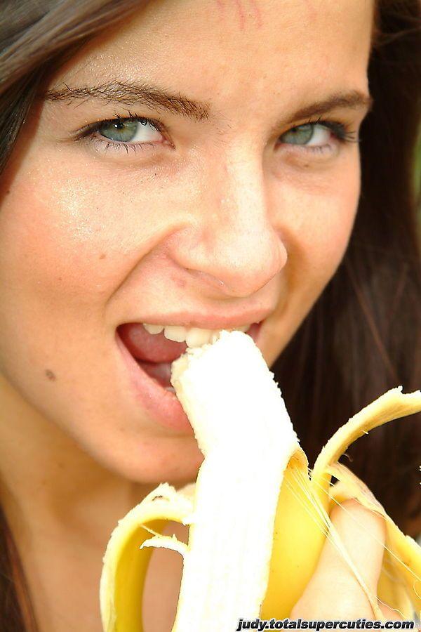 Pictures of teen slut Judy eating a banana with no clothes on #55752579