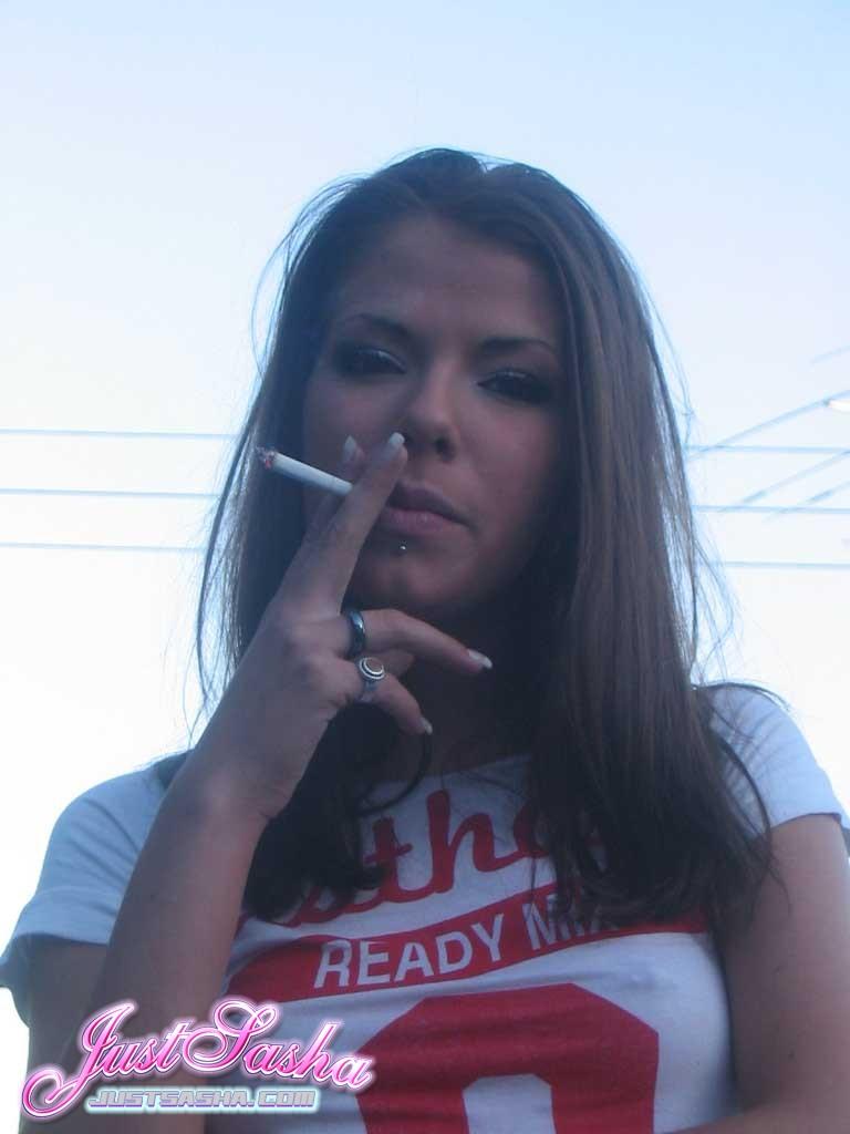 Pictures of Just Sasha smoking and flashing outside #55817938