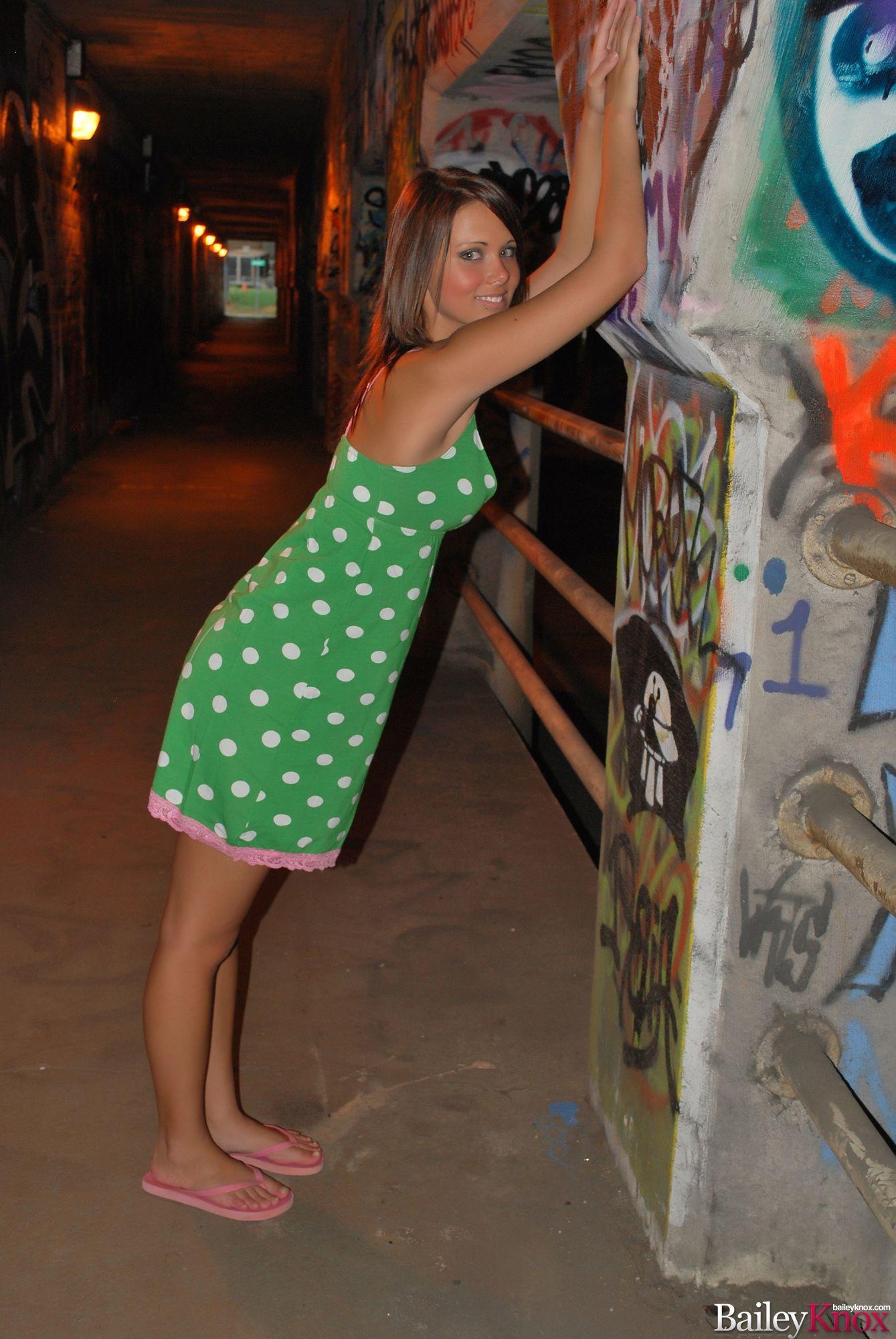 Pictures of teen chick Bailey Knox being naughty under the bridge #53404104