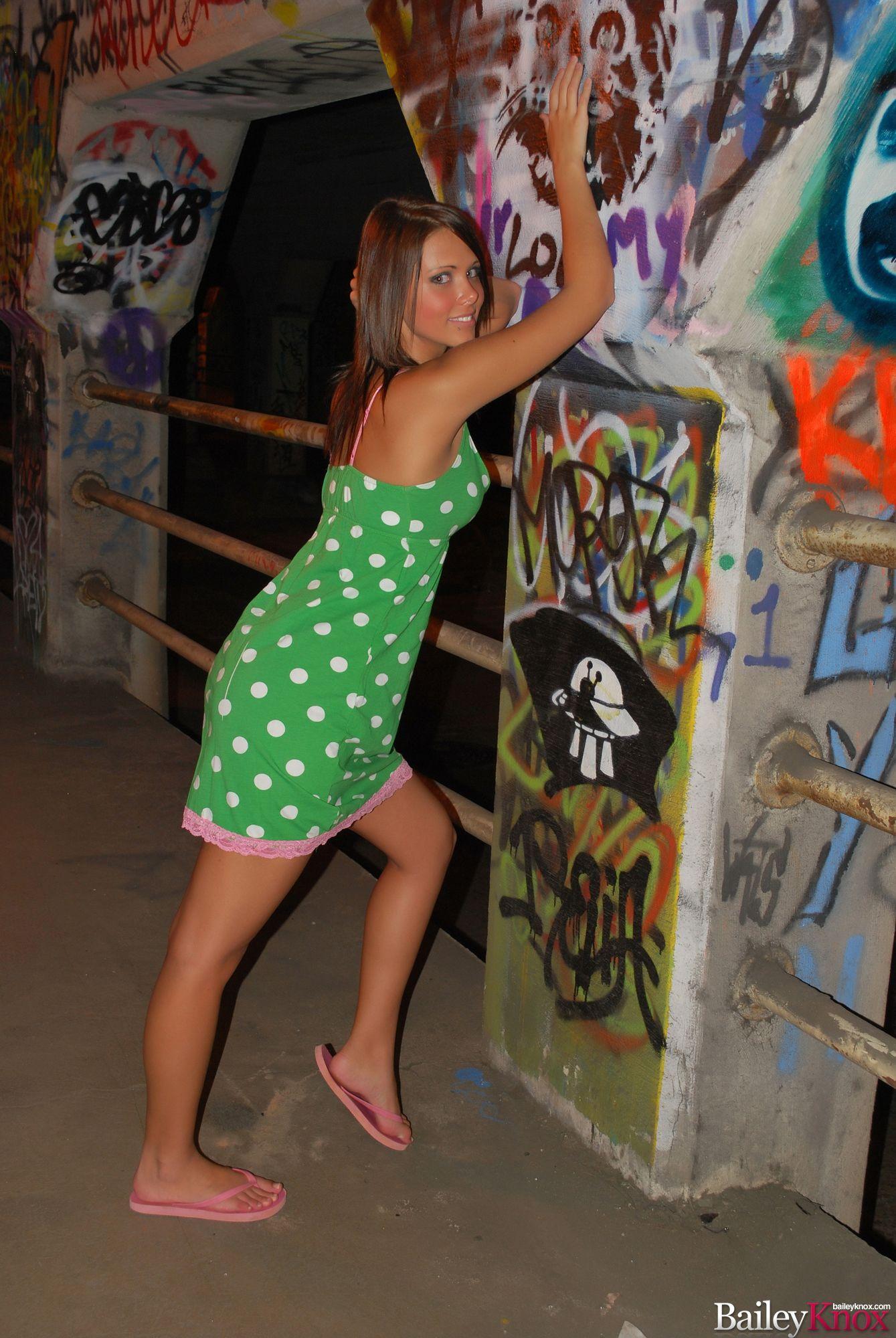 Pictures of teen chick Bailey Knox being naughty under the bridge #53404155