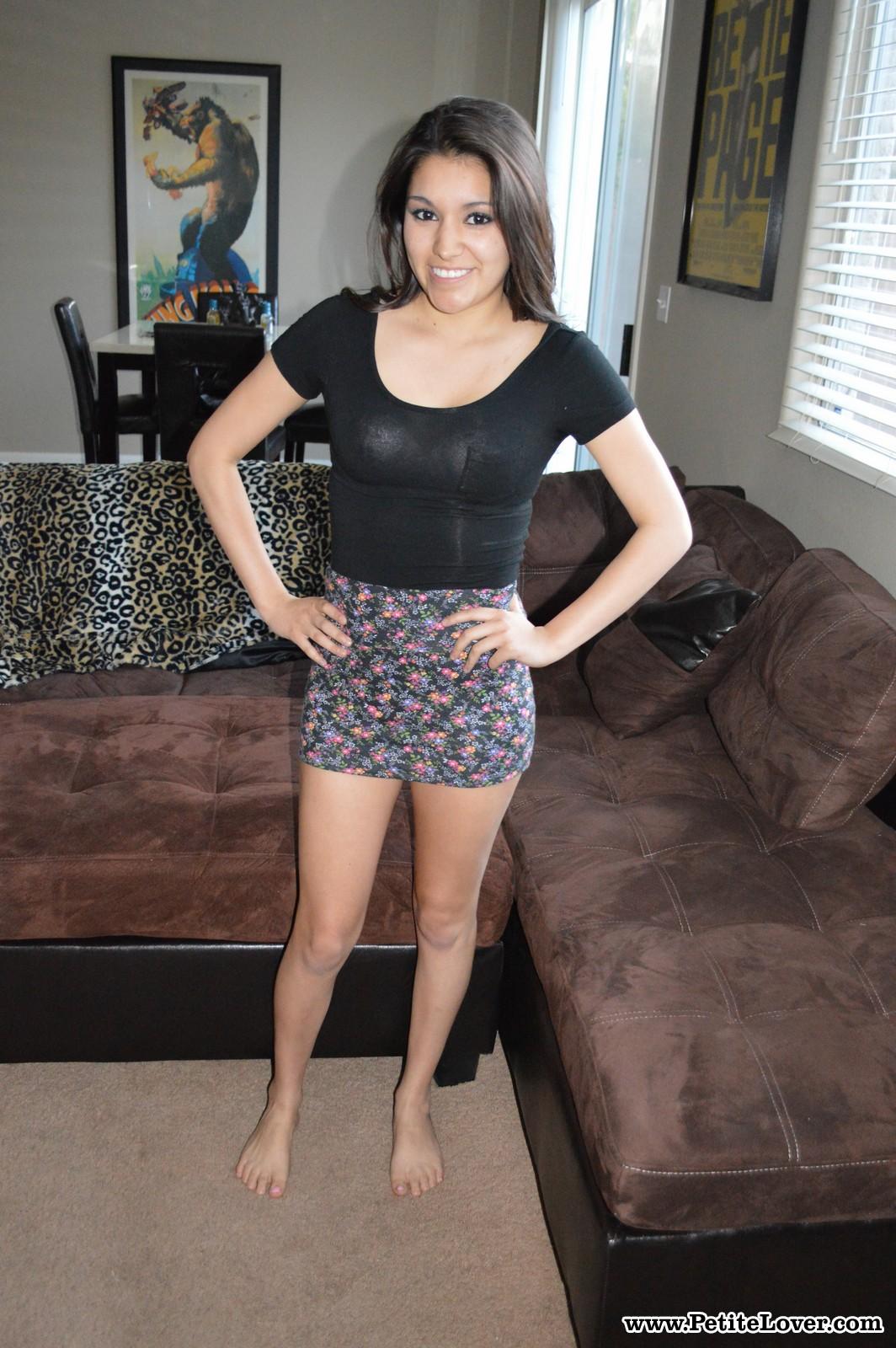 Petite latina Selena Santoro gets naughty in a short skirt #59943485