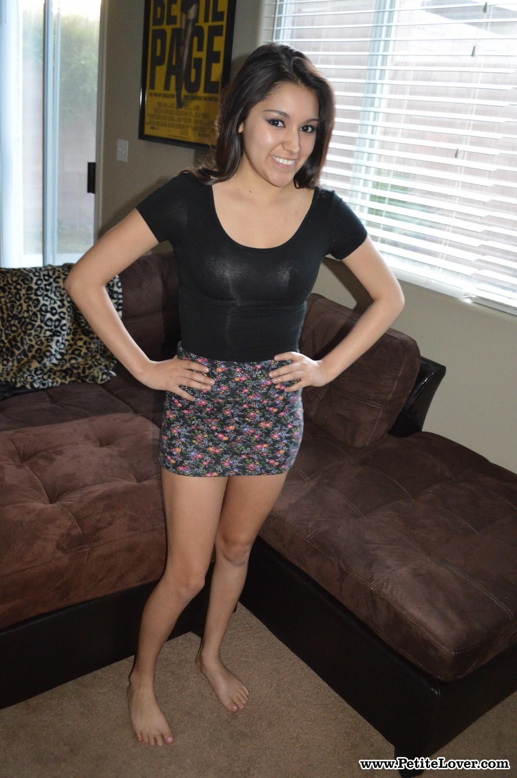 Petite latina Selena Santoro gets naughty in a short skirt #59943486