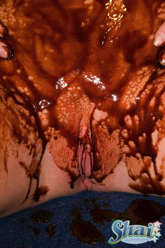 Pictures of teen chick Shai West making a mess with chocolate #59958760