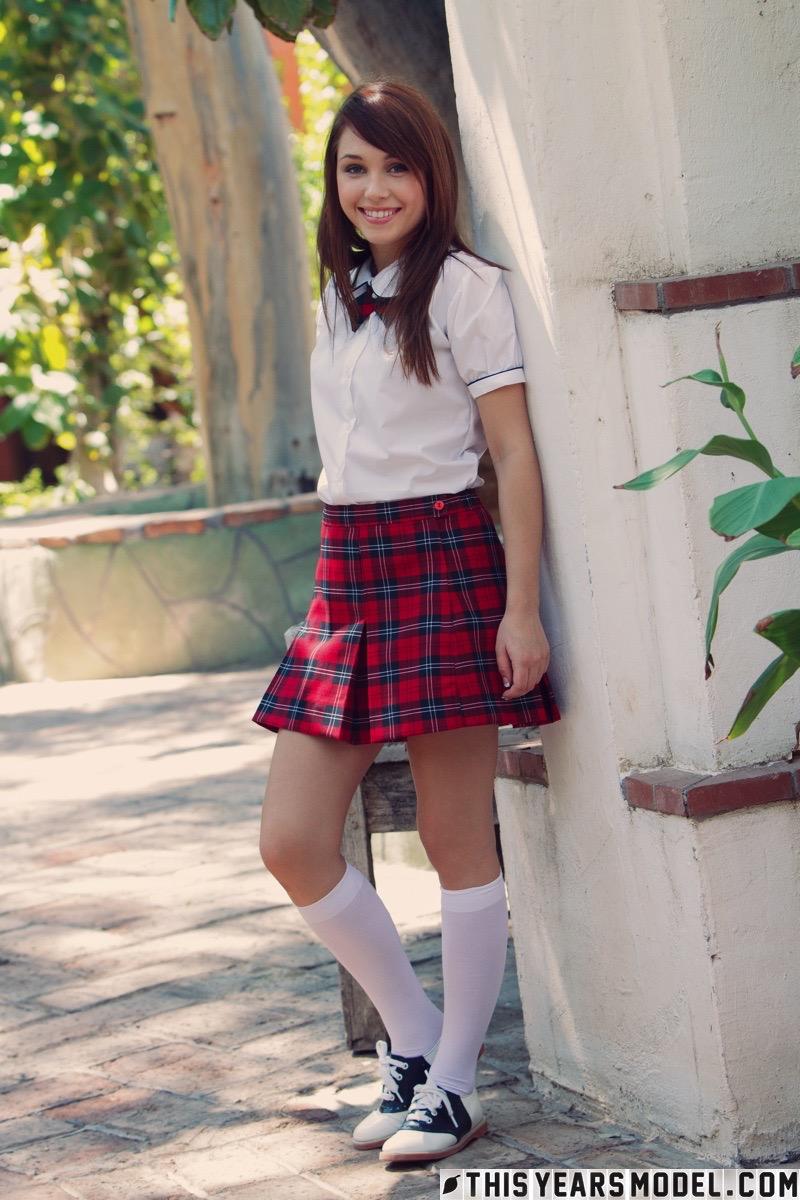 Hot schoolgirl Marissa May strips and teases for you outside #60880441