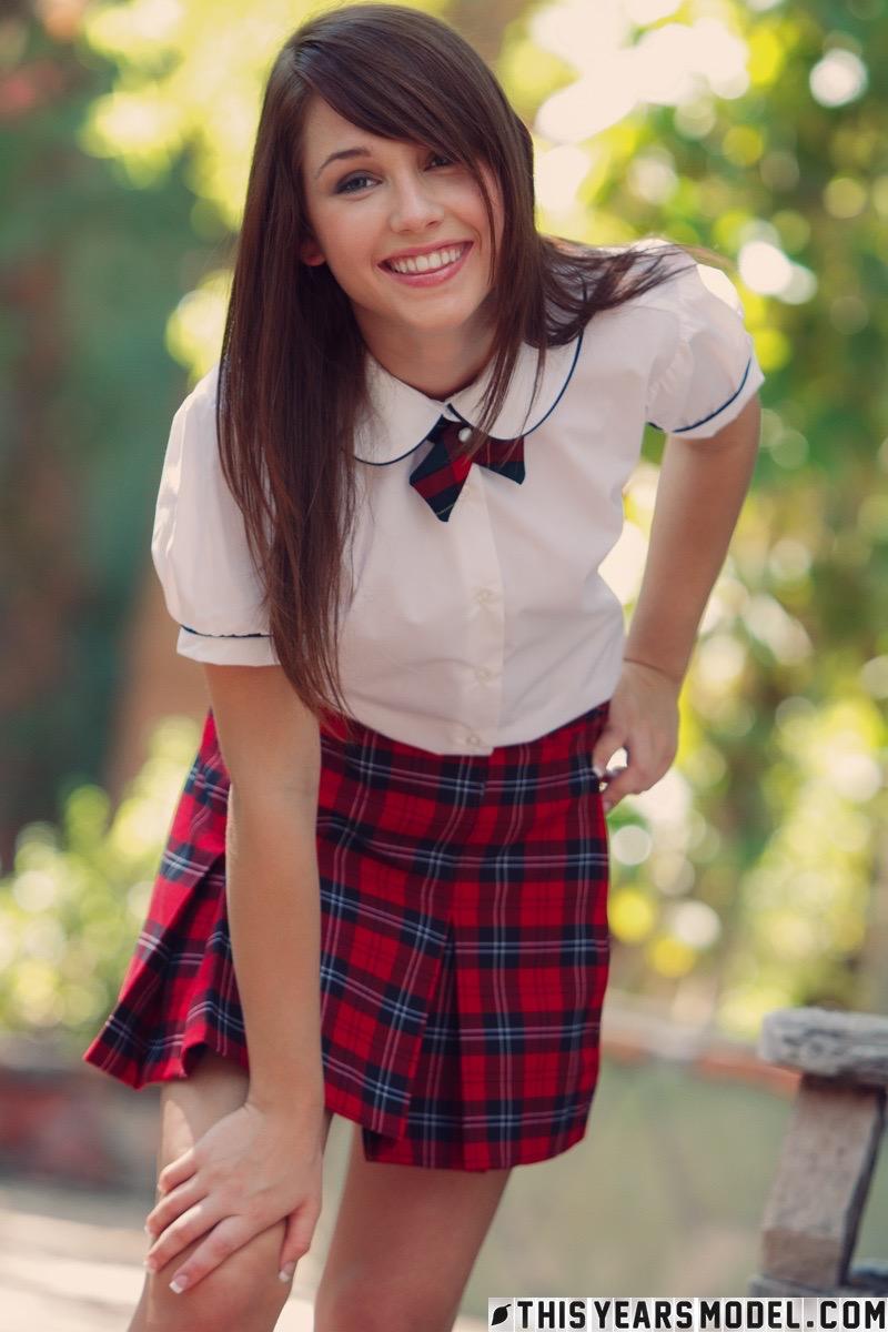 Hot schoolgirl Marissa May strips and teases for you outside #60880494