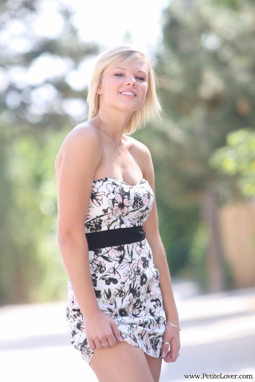 Petite blonde girl Tiffany poses for you in public #60075618