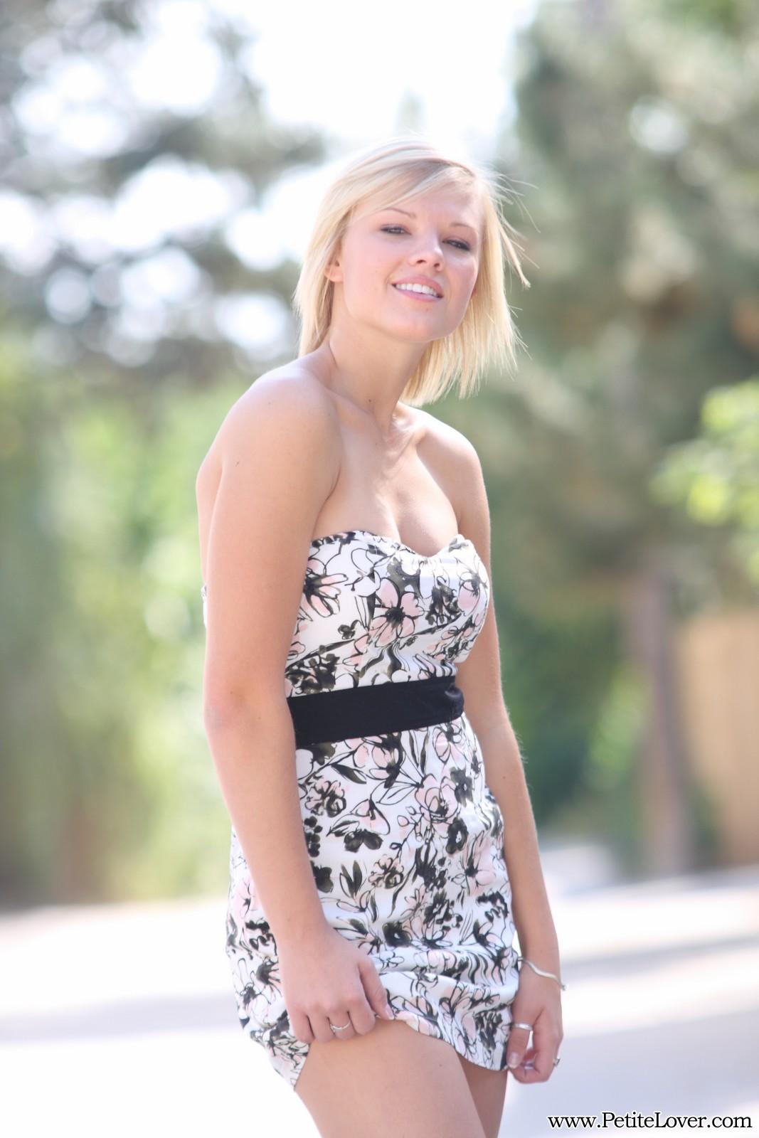 Petite blonde girl Tiffany poses for you in public #60075628