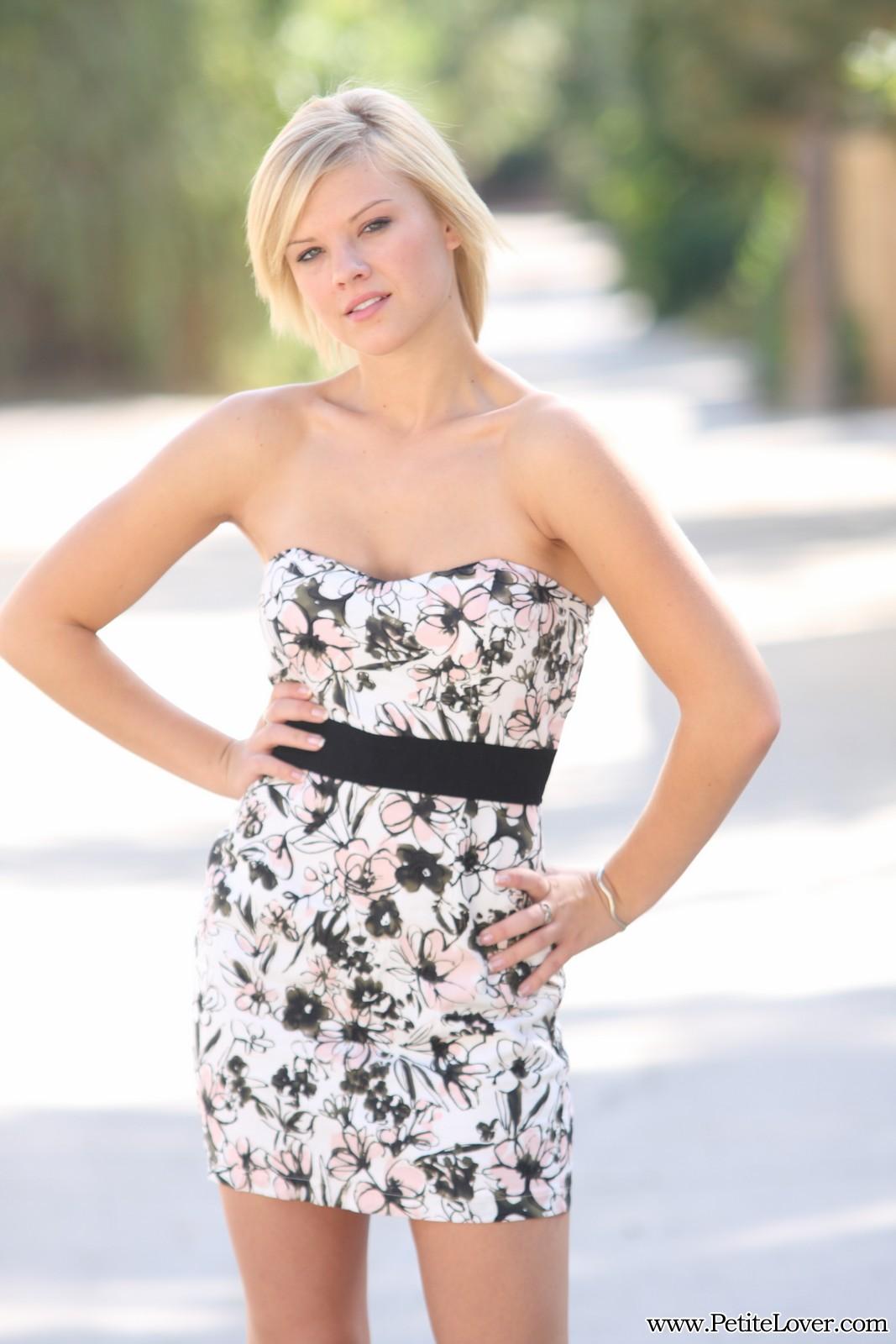 Petite blonde girl Tiffany poses for you in public #60075648