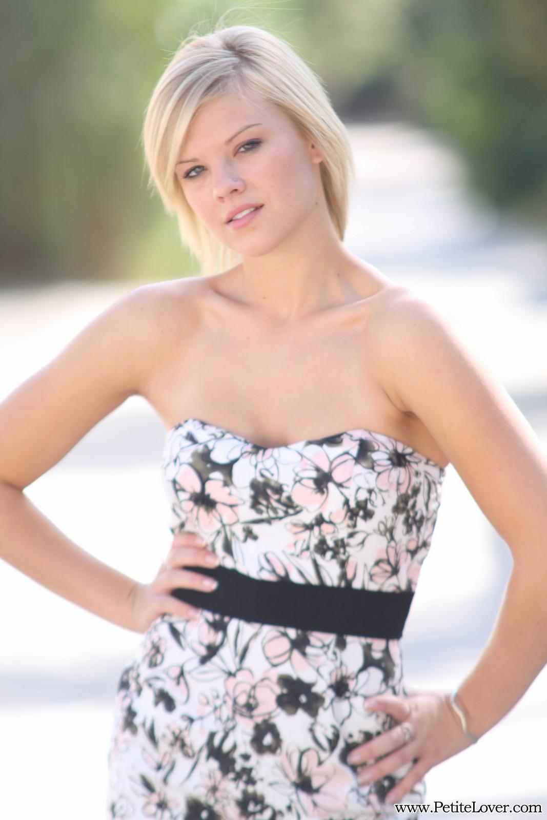 Petite blonde girl Tiffany poses for you in public #60075655