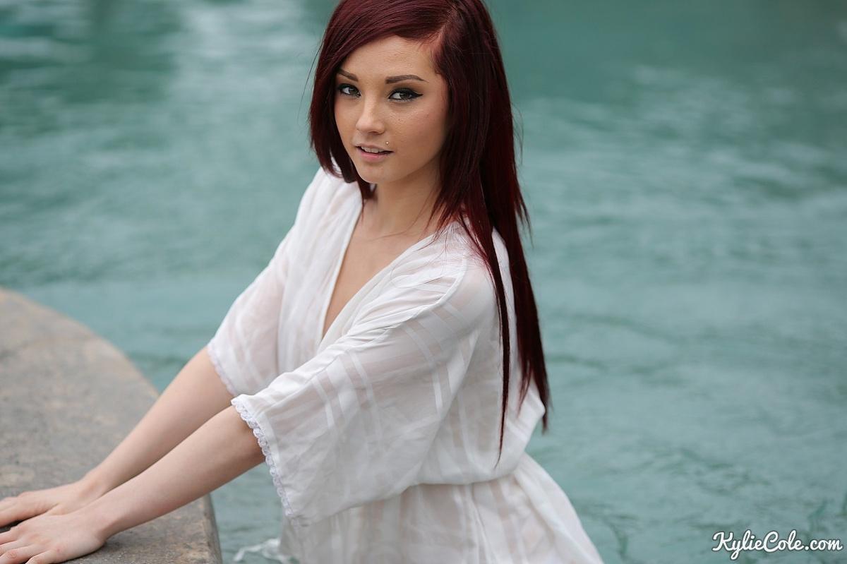 Hot redhead teen Kylie Cole strips for you by the pool #58784328