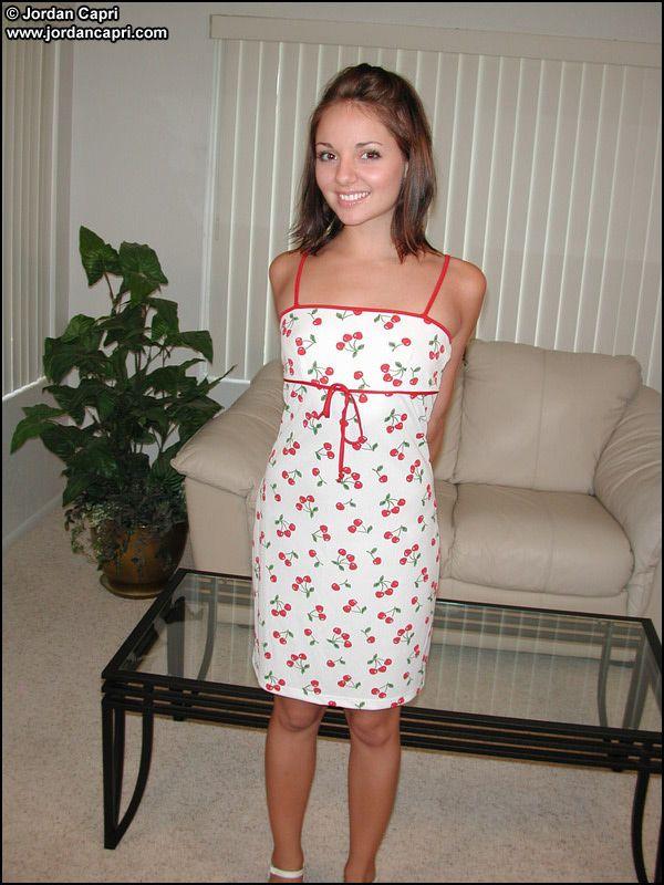 Pictures of teen Jordan Capri stripping out of a cherry dress #55589437