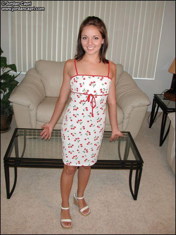 Pictures of teen Jordan Capri stripping out of a cherry dress #55589495