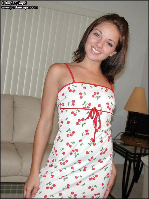 Pictures of teen Jordan Capri stripping out of a cherry dress #55589521