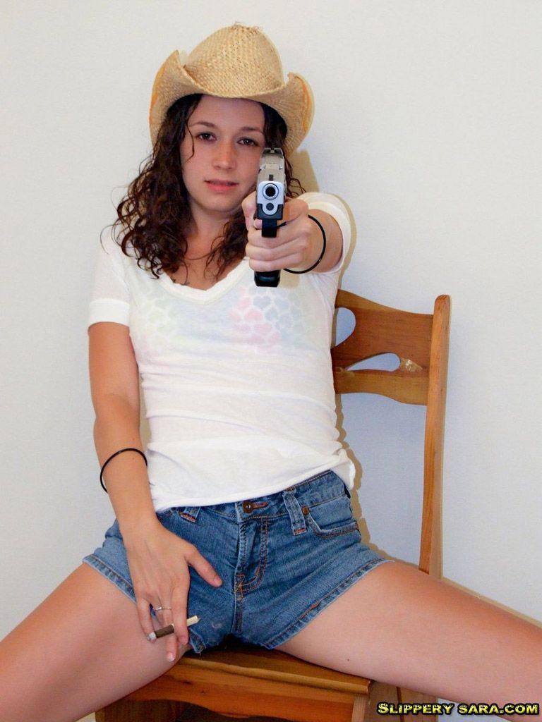 Pictures of Slippery Sara getting kinky with a gun #59979440