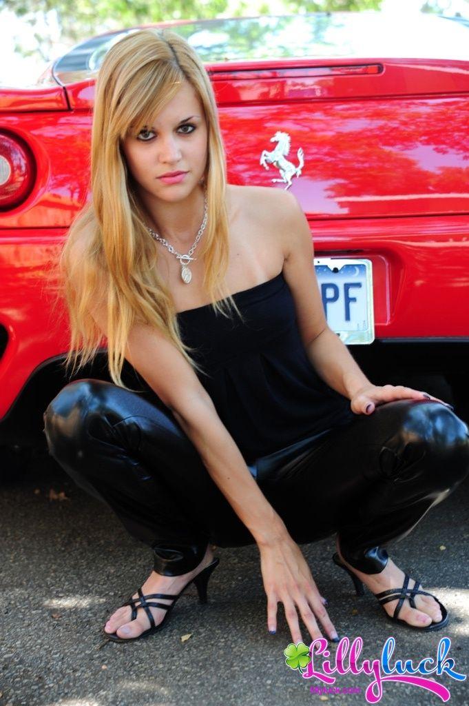 Pictures of teen Lilly Luck showing her boobs in a sports car #58954958
