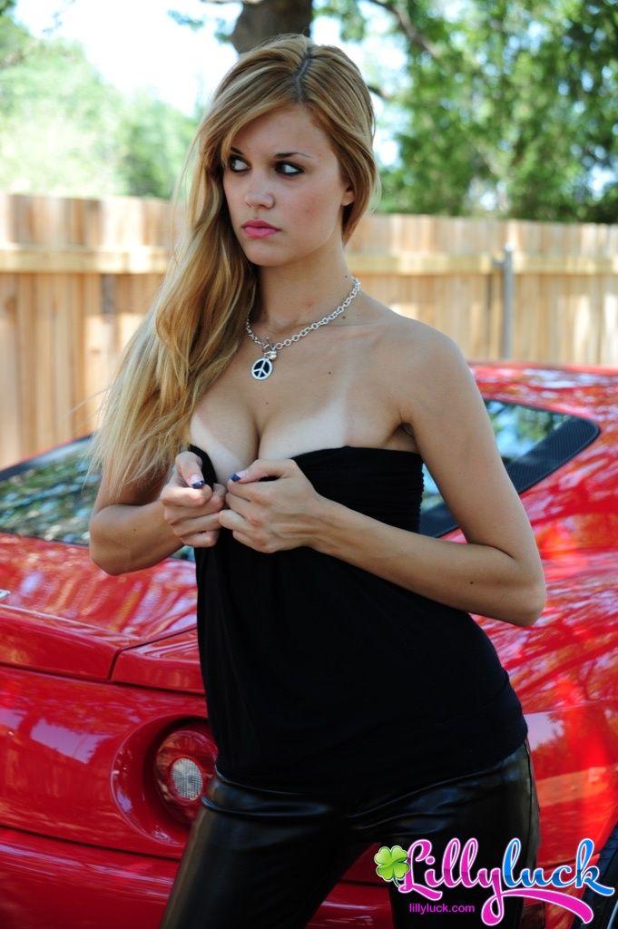 Pictures of teen Lilly Luck showing her boobs in a sports car #58955027