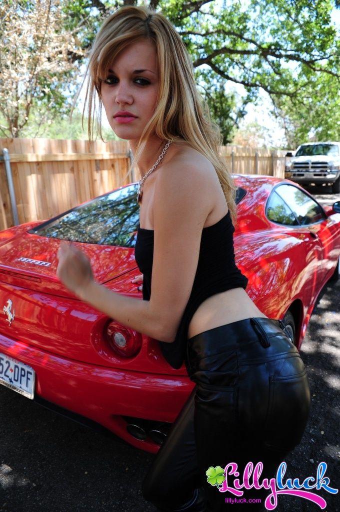 Pictures of teen Lilly Luck showing her boobs in a sports car #58955051
