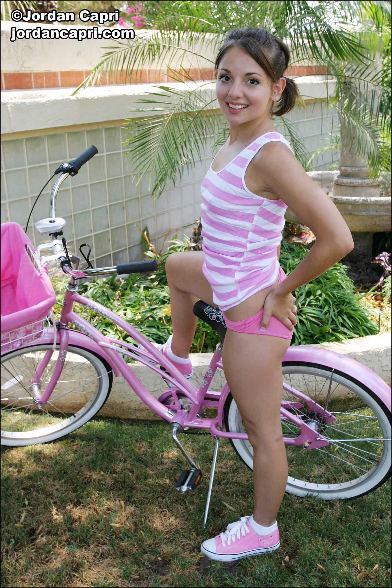 Pictures of teen girl Jordan Capri teasing with her bicycle #55597866