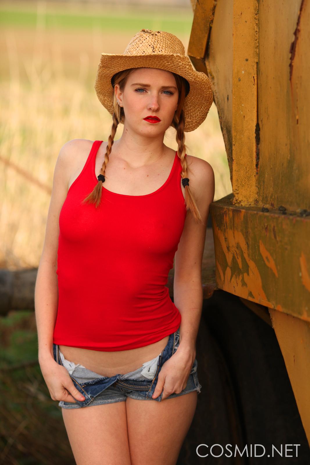 Blonde country girl Ashley Lane strips and flashes for you on the farm #60283064