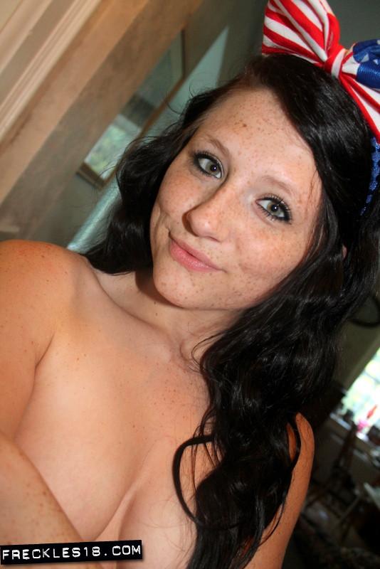 Amateur girl Freckles 18 dresses up in patriotic clothes for the 4th of July #54413041