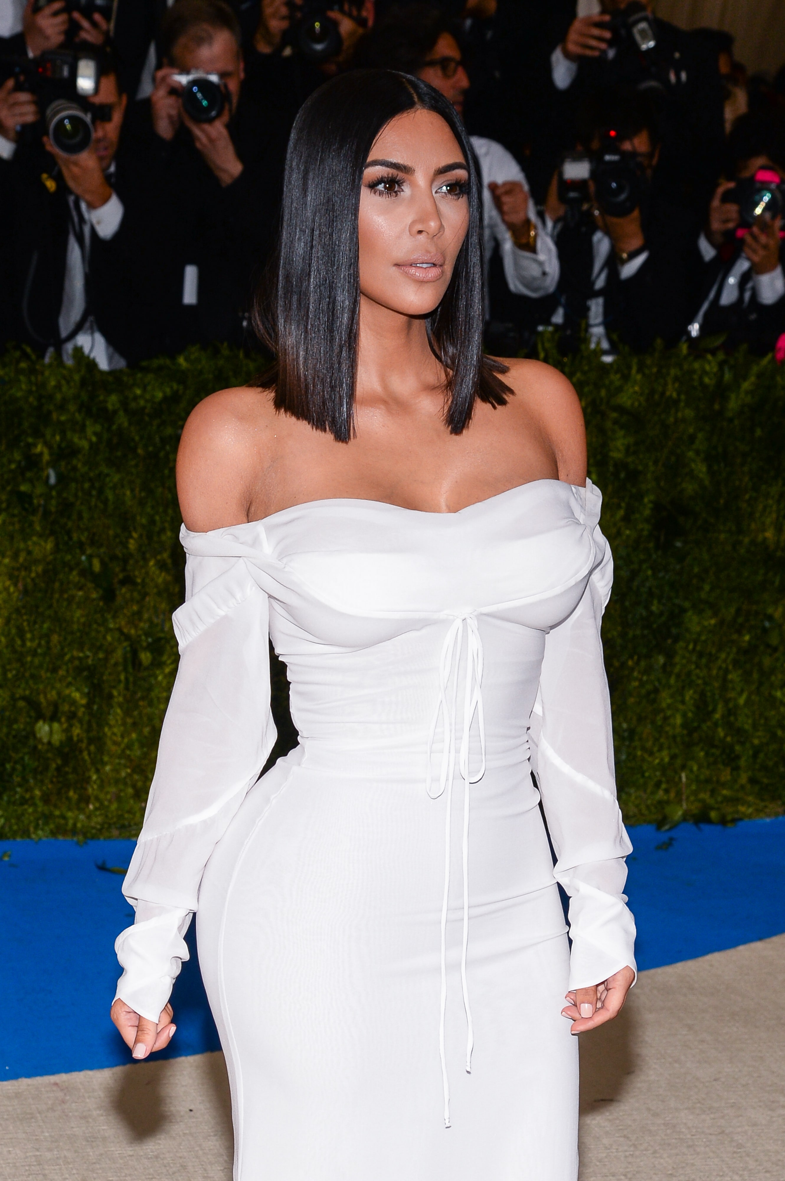 Busty Kim Kardashian in a White Dress #79643555
