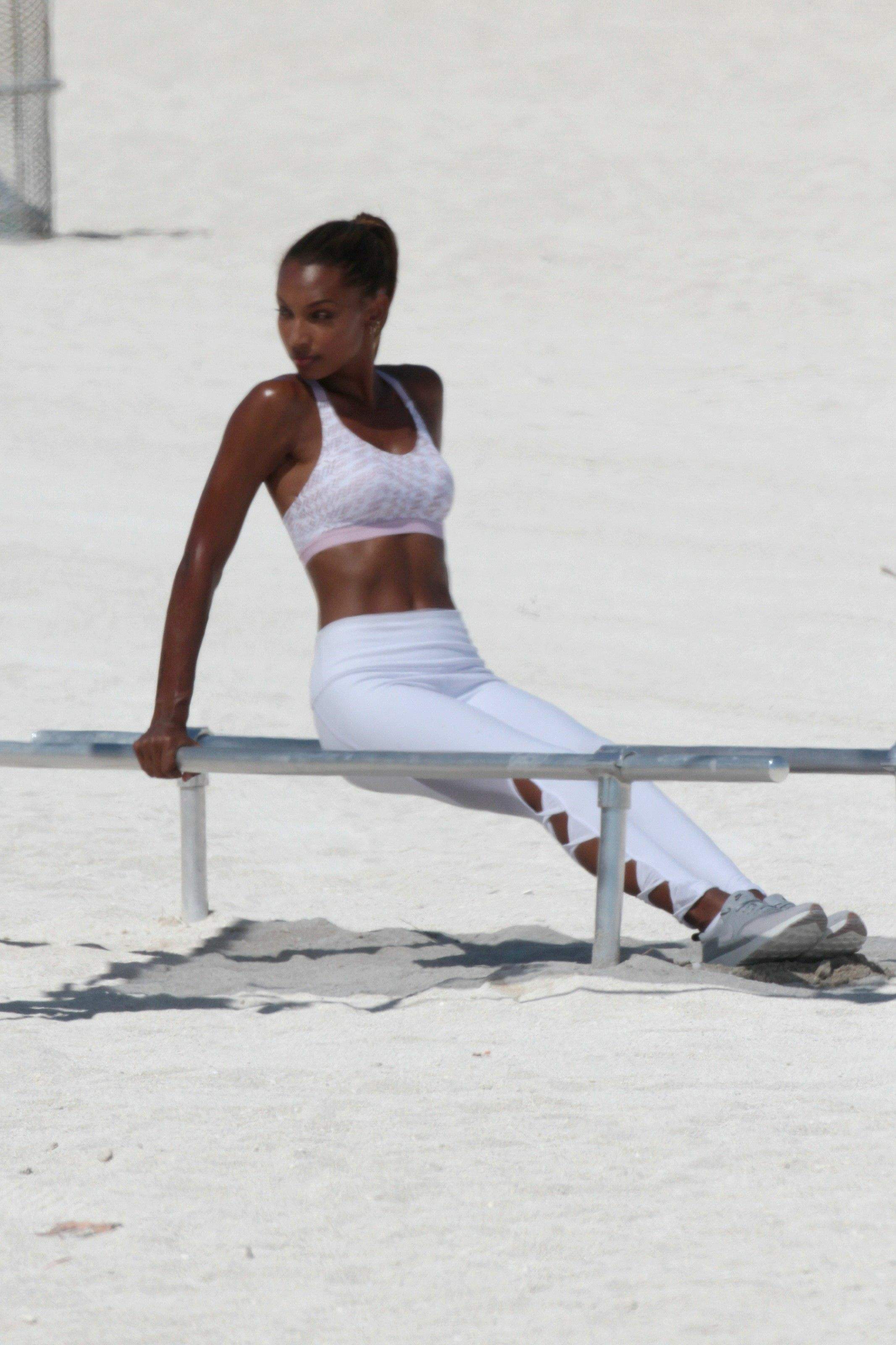 Jasmine Tookes Beach Workout Photos #79623808